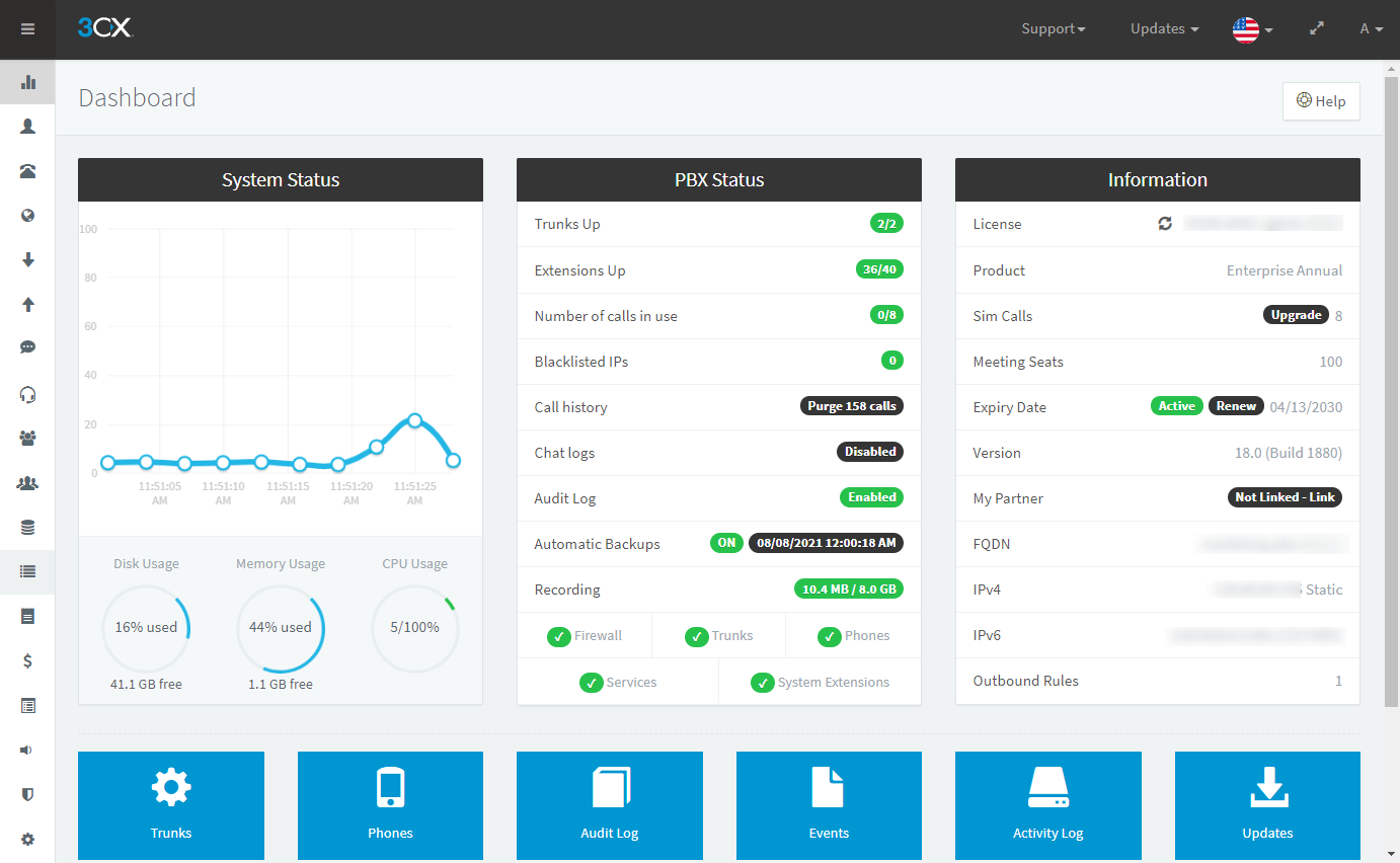 management console dashboard v18